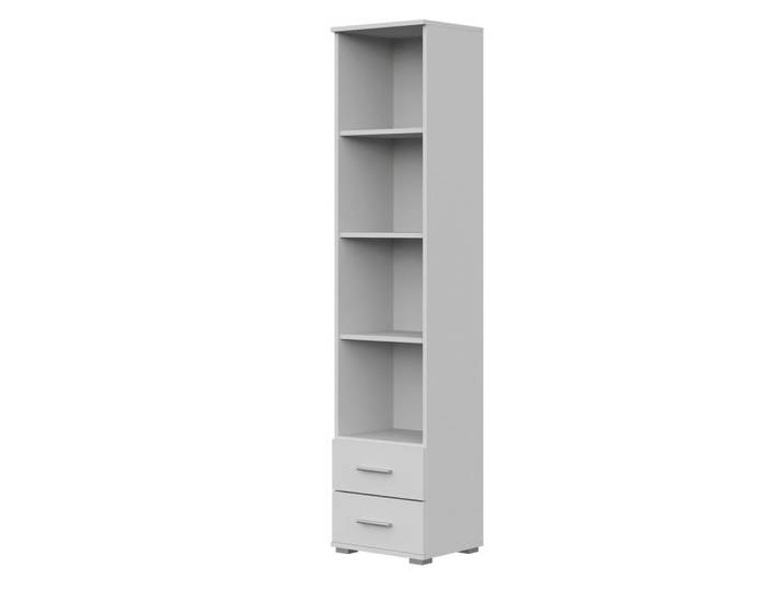 Komodee Bücherregal Fauske Reg3-2S Schubladen Weiß, Kunststoff, 40x180x34 cm, Kleinmöbel, Kommoden, Highboards