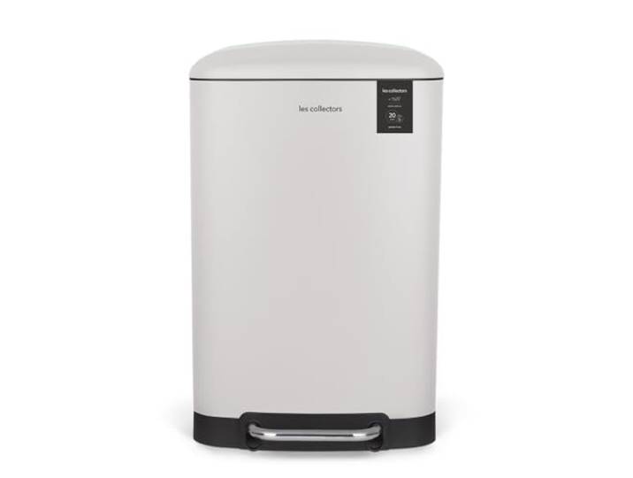 Les Collectors Küchenmülleimer mit Pedal, Edelstahl, Nr. 528, Fassungsvermögen 20 l, herausnehmbarer Inneneimer, mattes Finish, robust, leiser Deckelverschluss, Weiß