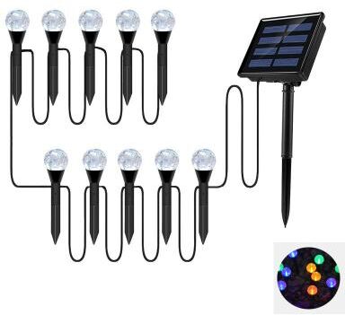 Multicon Wholesale Hub RGB LED Solar Lights For Outdoor Garden, Spherical Bubble Ball Lights With Light Modes For Pathway And Lawn Decoration 10led rgb