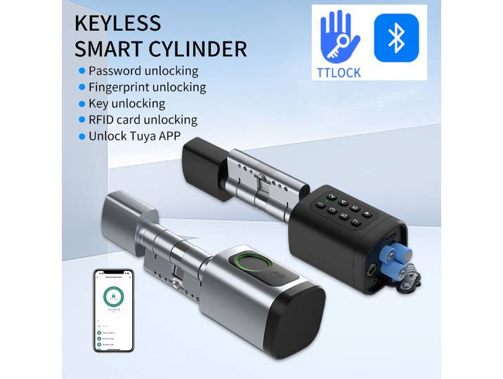 TTLock APP empreinte digitale carte FRID mot de passe cylindre électronique serrure de porte intelligente réglable remplacement serrure en bois pour maison hôtel