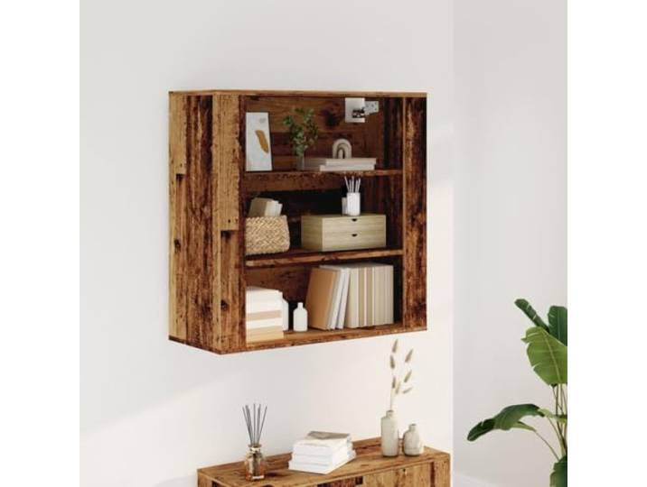 smnyxs Wandschrank, altes Holz, 80 x 33 x 80 cm, aus Holz 3 Einlegeböden, Wanddesign, Holzwerkstoff, alter Holzstil, vielseitige Aufbewahrung, hohe Anrichte