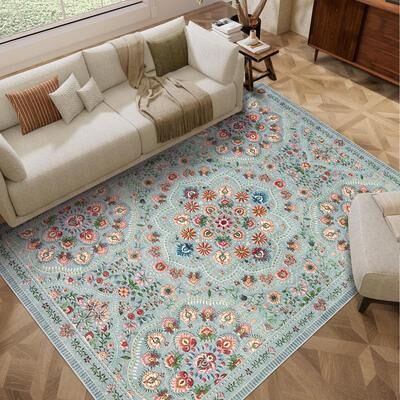 Garvee Vintage Mandala Floral Print Area Rug