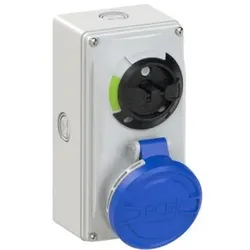 PCE 6123-6k CEE-Steckdose abschaltbar kompakt 32A 3p 6h IP44/IP54 Knock Out 61236k