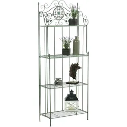 CLP Pflanzenregal Metall klappbar Flora, Blumenregal 4 Ebenen, Standregal im Landhausstil, für Garten, Balkon, Terrasse, Indoor & Outdoor