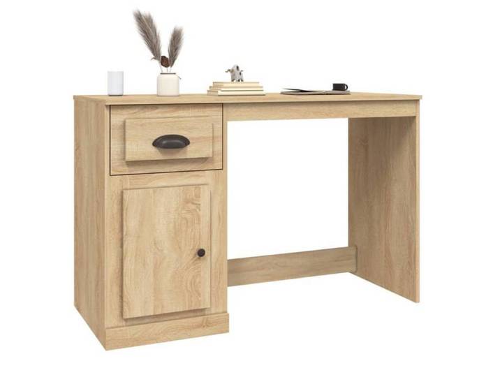 NEUF Brun Bureau Informatique moderne - Bureau à caissons avec tiroir chêne sonoma 115x50x75cm - Bois d'ingénierie LH 11