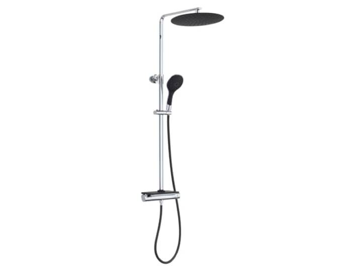 EISL GRANDE VITA Duschsystem mit Thermostat und Ablage, Regendusche mit Wandhalterung (auch für vorhandene Bohrlöcher), Duschsäule Duschgarnitur mit Duscharmatur im Set, Schwarz