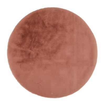 Hochflor-Teppich OCI DIE TEPPICHMARKE "ROCKY SOFT, Fell Haptik", rot (rosenholz), H:35mm Ø:120cm, Polyester, Teppiche, Kunstfell, weich, kuschelig, maschinell gewebt, Kaninchen Haptik