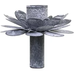 Chic Antique Kerzenhalter Flaschenaufsatz mit Blumen, H7/D8 cm, antik zink
