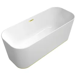 Villeroy & Boch Finion freistehende Badewanne 177FIN7A300V101 170x70cm, Emotion, Design-Ring, weiß, gold