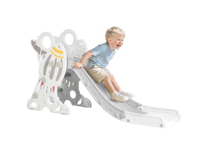 AIYAPLAY Kinder Rutsche mit Raketen-Design, Leiter, 1,5 bis 3 Jahre, Grau