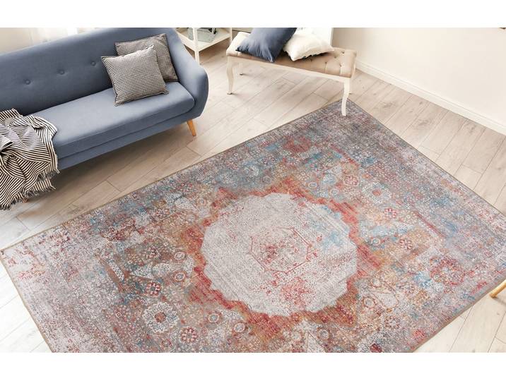 Teppich ME GUSTA Faye 125 , bunt (multi), B:230cm H:6mm L:330cm, Polyester, Teppiche, Teppich, Flachgewebe, gedrucktes Motiv, Wohnzimmer, Esszimmer