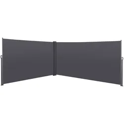 OKWISH Seitenmarkise aus Aluminium und Polyester, dunkelgrau, ausziehbar bis 300 cm, wasserabweisend und windbeständig