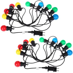 Casativo, Lichterkette, 2er-Set Party-LED-Lichterkette mit 10 LED Glühbirnen, 4-farbig, ca. 2,7 m (2.70 m)