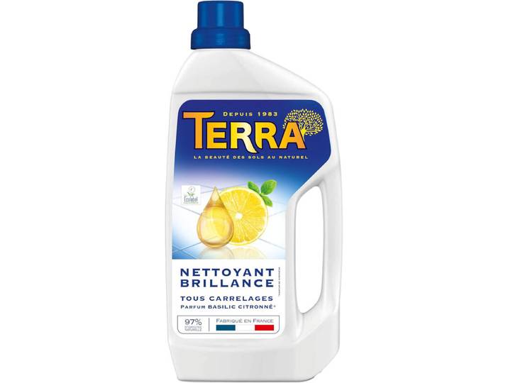 TERRA Nettoyant pour Sols en Carrelage Tous Types, Formule Brillance, Agrumes-Citron, 900 ml
