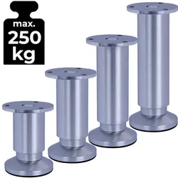 ID Dinkel Möbelfüße Sofafuß Möbelbeine ALUMINIUM gebürstet Höhe 18 cm 38 mm stabile Ausführung Sofa Bett