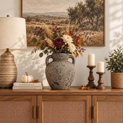 Sagebrook Home "Decorative Vase - Black/Brown Terracotta Rustic, 13"""