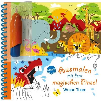 Ausmalen mit dem magischen Pinsel. Wilde Tiere, Gebundene Ausgabe von Alice Turquois, Arena, 978-3-401-72037-1