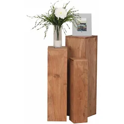Blumensäule aus Akazie Massivholz naturbelassen (dreiteilig)
