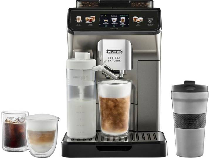 De'Longhi Kaffeevollautomat Eletta Explore Cold Brew ECAM450.86.T - 100 Rezepte (App), heiß & kalt, Cold Brew in unter 5 Minuten inkl. 3,5 Touch-Display & To-Go Funktion