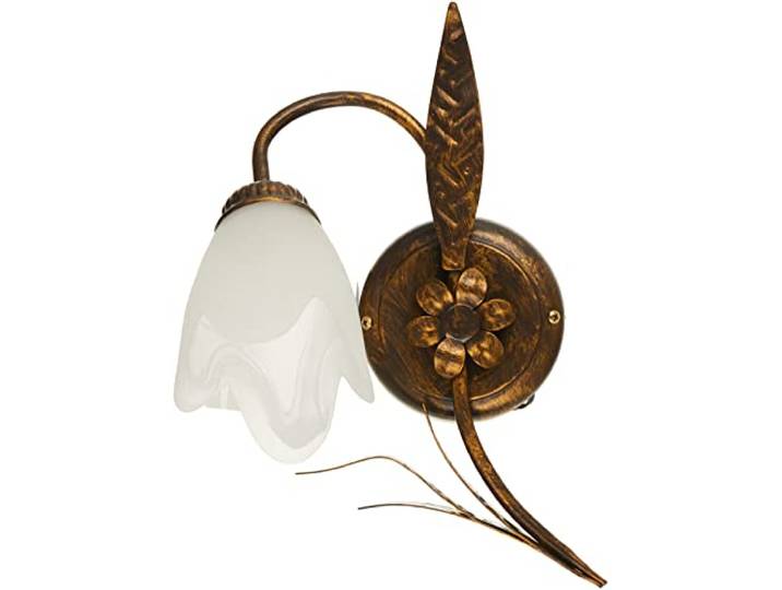 ONLI - Applique murale en métal marron avec nuances dorées et verre blanc satiné