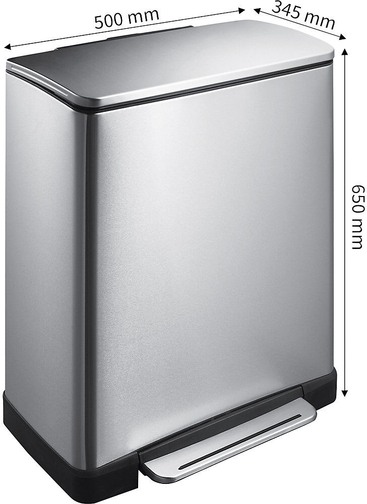 Edelstahl-Tretabfallsammler, eckig, Volumen 50 l, Anti-Fingerprint-Beschichtung EKO