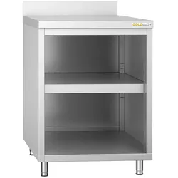 Offener Unterbauschrank aus Edelstahl 600x700 mm mit Rückwandaufsatz PREMIUM - GOLDINOX
