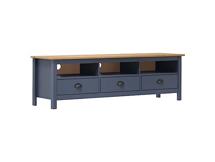 LMTYOENFG TV-Schrank Kiefer Massivholz Grau Honigbraun 158x40x47cm Rustikales Lowboard fürs Wohnzimmer: 3 Schubladen und 3 offene Fächer bieten reichlich Stauraum für Kabel und Zubehör.