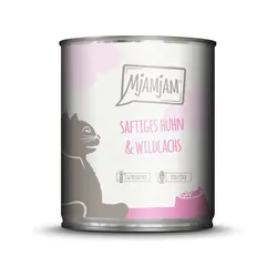 MJAMJAM Leckere Mahlzeit 800g Dose Katzennassfutter 6 x 800 Gramm saftiges Huhn & Wildlachs