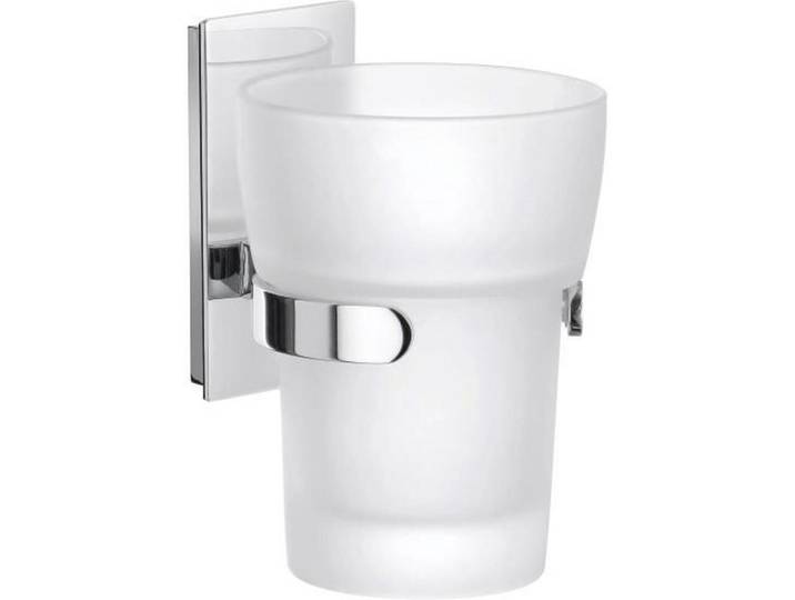 Smedbo Zahnputzbecher, Chromfarben, Metall, Glas, 7x11.2x9 cm, Wandbefestigung möglich, inkl. Befestigungsmaterial, Badaccessoires, Badaccessoires-Serien