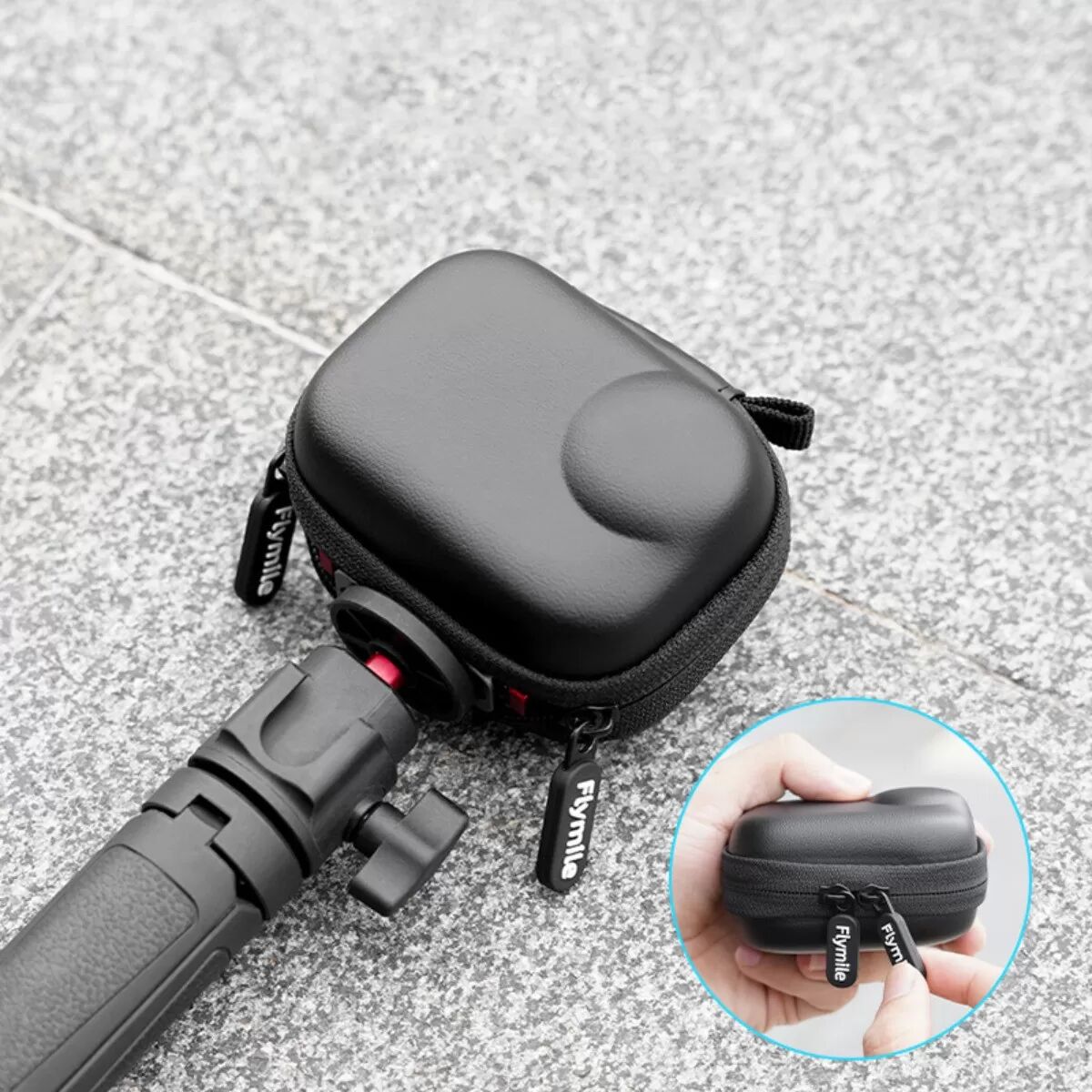 INF Hartschalen-PU-Kameratasche mit Samt-Innenfutter und Karabiner, wasserabweisend, kompatibel mit Insta360 Go Ultra