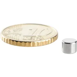 100 Scheibenmagnet, 5 mm, 4,0 mm, N35, 100 Stück, Neodym, silber