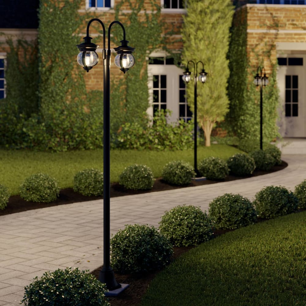 Lindby Lampadaire extérieur en métal noir Noir 18x215x62cm