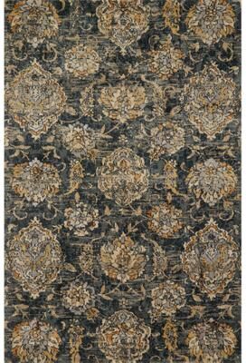 Alexander Home Verona Charcoal Floral Distressed Transitional Rug