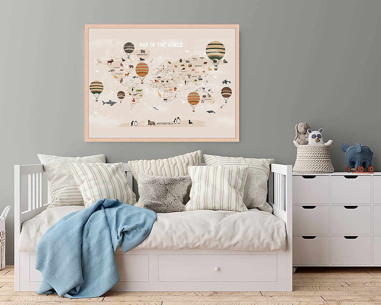 home24 Afbeelding Map Of The World wanddecoratie, meerdere kleuren, 63 x 83 cm