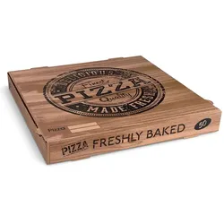 Pizzakarton (aus Mikrowellpappe) H4 kraft bedruckt 50 x 50 x 5 cm