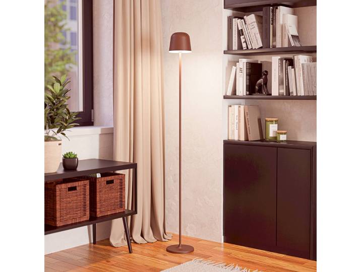 EGLO LED-Akku-Terrassenlampe Mannera-L, rostfarben, Höhe 140 cm dimmbar, braun / rost, Aluminium, Modern