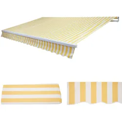 Ersatz-Bezug für Markise H791, Gelenkarmmarkise Ersatzbezug Sonnenschutz, 4,5x3m ~ Acryl gelb-weiß