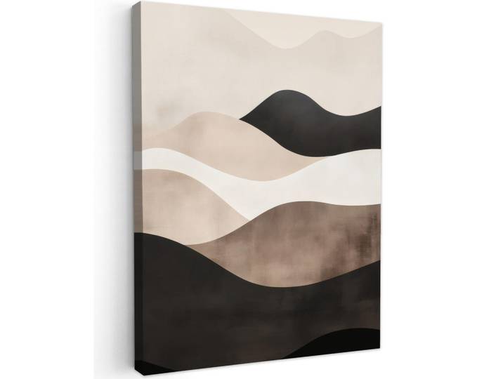 MuchoWow Leinwandbild - Abstrakt - Landschaft - Wellen - Cremefarben - 60x80 - Gemälde, Cappuccino, Textil, Kiefer, Rechteckig, 60x80 cm, gerahmt, Bilder & Rahmen, Bilder, Wandbilder