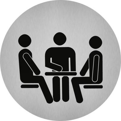 Aufkleber - Piktogramm Konferenzraum, Edelstahl, selbstklebend, Ø 50 mm
