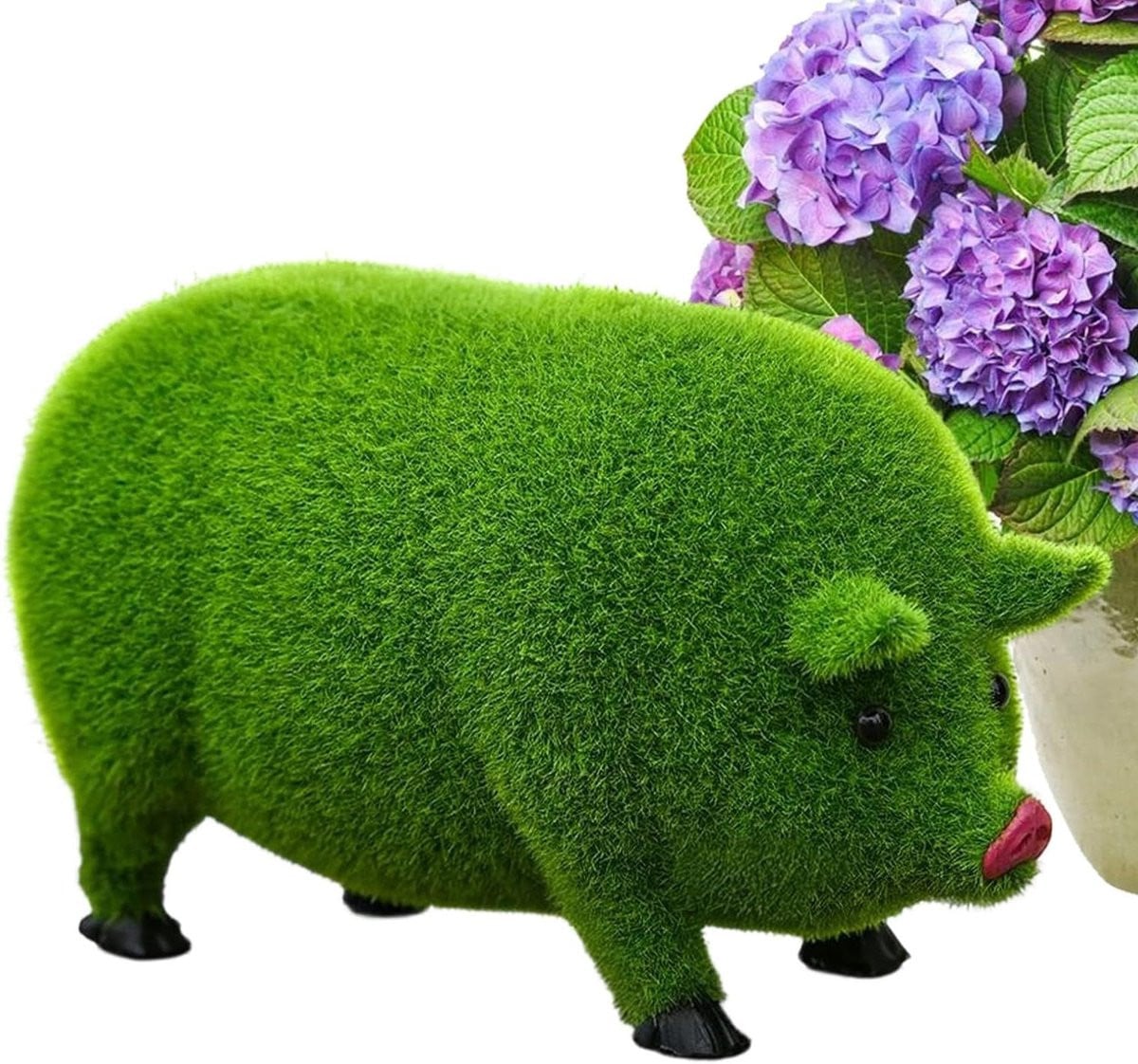 Tuinbeeld Dier - Hars Sculptuur - Tuin Decoratie - Gevlokt Gras Effect - Lengte: 235 cm - Groen