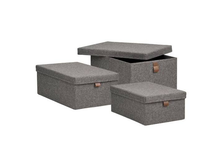Aufbewahrungsboxen-Set Noto Storage Boxes, Braun, Dunkelgrau, meliert, Deckel abnehmbar, Ordnen & Aufbewahren, Dekoboxen & Aufbewahrungsboxen