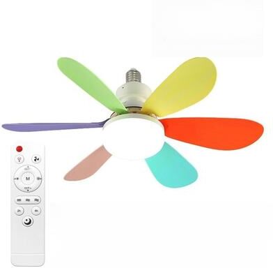 Combo Retail Shop Ceiling Fan Lighting, Modern Ceiling Mount, Dimmable Light, Smart LED, Remote Control, Adjustable Color Temperature, colorful 30w 42cm