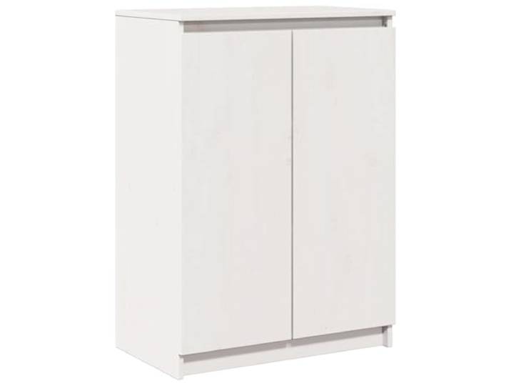 Kaorsrow Sideboard Weiß 60x36x84 cm Massivholz Kiefer Beistellschrank Kompakter Kommodenschrank aus Kiefernholz mit 2 Türen für Wohnzimmer und Flur, schafft Platz auf kleinem Raum.