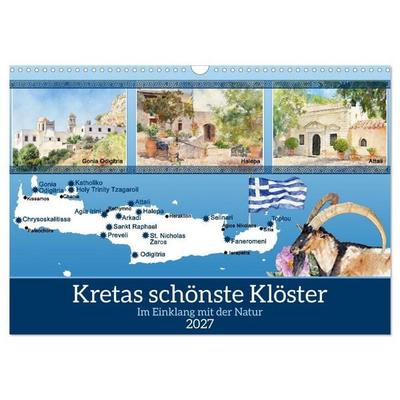 Kretas schönste Klöster (Wandkalender 2027 DIN A3 quer), CALVENDO Monatskalender