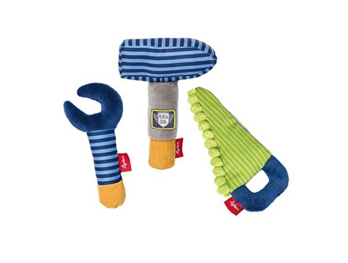 sigikid Baby Rassel & Greiflinge Werkzeug Set Play & Cool - Babyspielzeug Motorik Knisterfolie Quietsche Rassel - Geschenk ab 3 Monaten, waschbar bei 30 °C