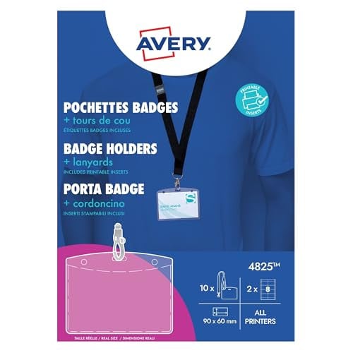 Avery Zweckform 4825 Naamplaatjes met textielband, 90 x 60 mm, 10 stuks