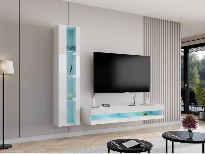 MIRJAN24 Wohnwand Vigo New VIII, (Vitrine, TV-Lowboard), Beleuchtung als Option