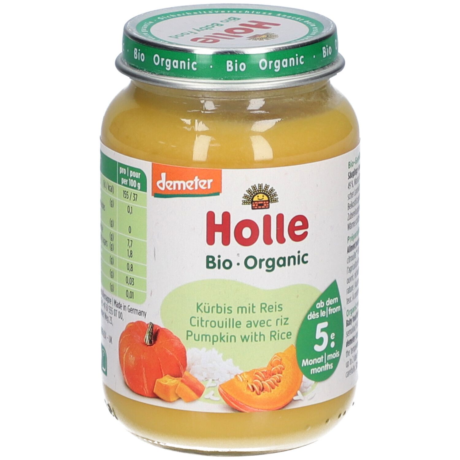 Holle Kürbis mit Reis 190 g Bio Brei