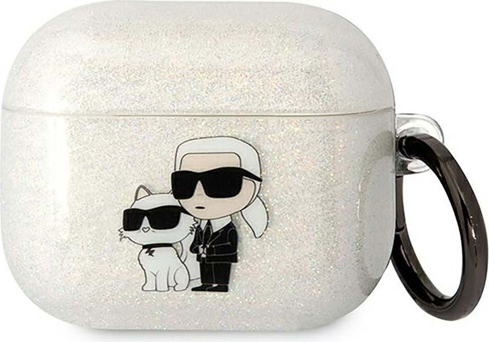 Karl Lagerfeld Etui Karl&Choupette voor AirPods 3 - Transparant met Glitter