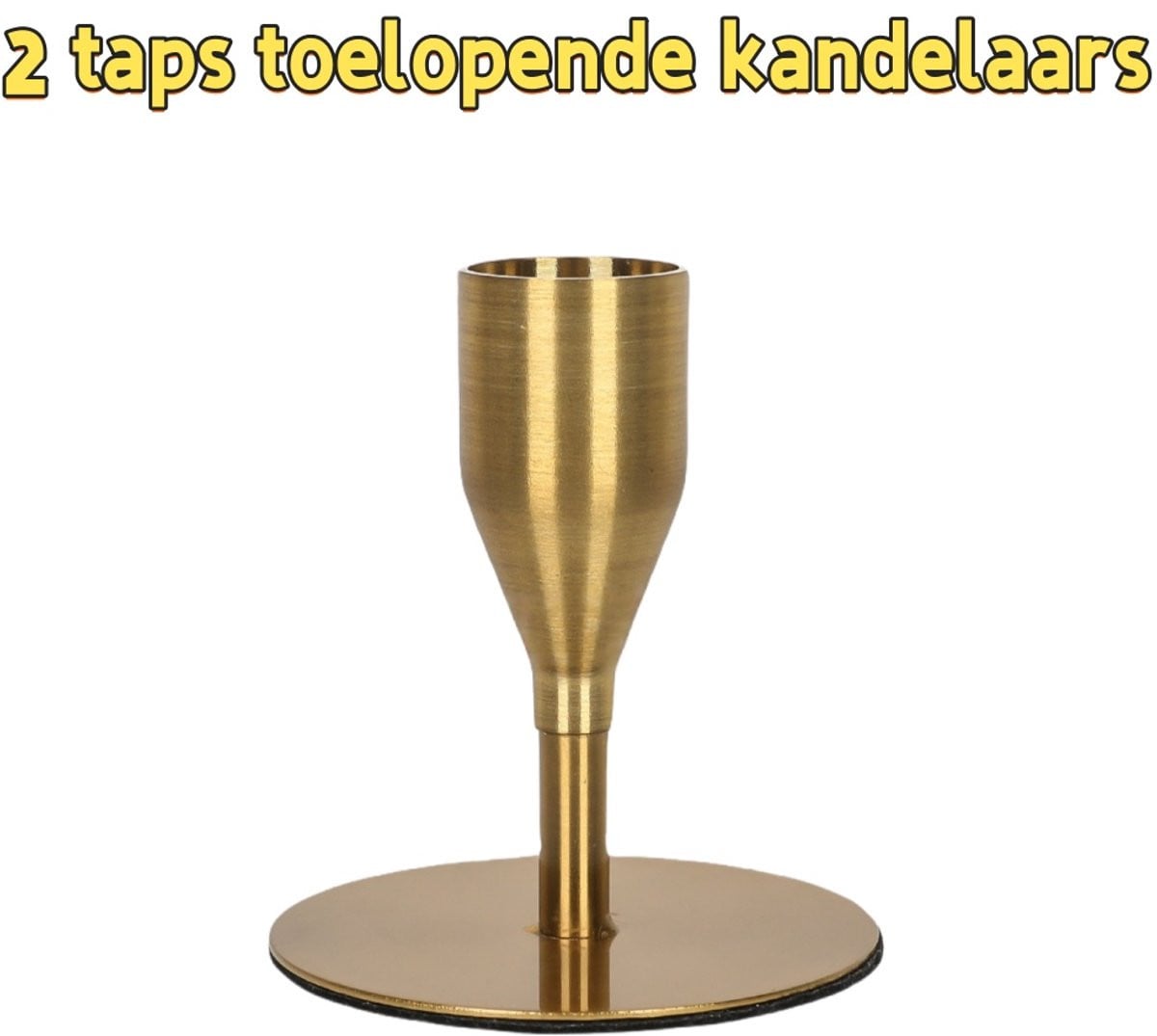 Set van 2 vintage koperen taps toelopende kandelaars voor tafeldecoratie